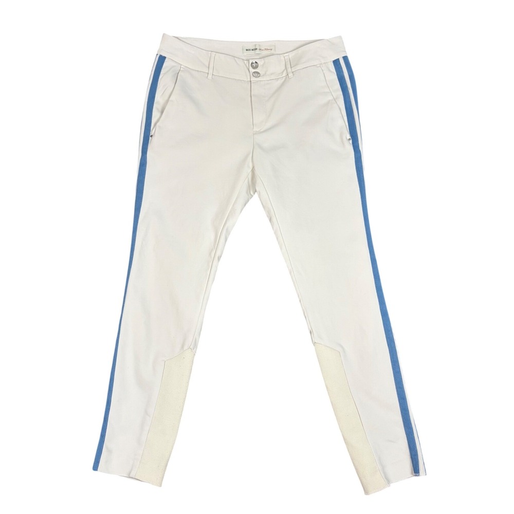 Mos Mosh Blake Swift Pant Off White Blue Stripe Tailored Slim Trousers Size 40